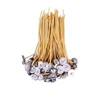 FSSTUD Lot de 100 mèches de cire d'abeille pré-cirées de 15 cm pour fabrication de bougies - Chanvre épais avec base pour projets de bricolage de soja et de beurre - Longue combustion