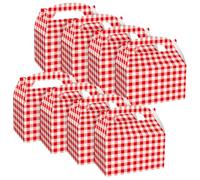 FSSTUD Lot de 12 boîtes cadeaux en carton avec poignées - Motif à carreaux - 16 x 9,5 x 9,5 cm