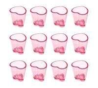 FSSTUD Lot de 12 verres à shot en forme de cœur en plastique rose de 42,5 g - Petits verres à bière à base lourde - Mini verres à liqueur mignons pour dégustation de jus de cocktail
