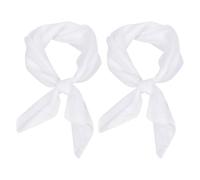 FSSTUD Lot de 2 foulards carrés en mousseline de soie rétro pour cheveux - Foulard uni décoratif transparent pour sac à main - Blanc