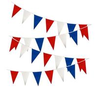 FSSTUD Lot de 3 bandes de 10 m - Rouge, blanc, bleu - Guirlande de fanions du 4 juillet - Drapeau patriotique triangulaire - Bannière en plastique - Bannière de fanions pour le jour de l'indépendance