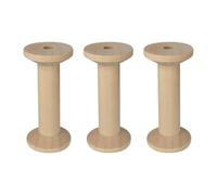 FSSTUD Lot de 3 grandes bobines de fil en bois brut de 7,5 cm - Bobines de fil en bois vides - Bobines de rangement pour ficelle textile - Naturel