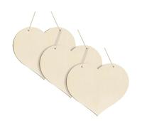 FSSTUD Lot de 3 grands cœurs vierges en bois brut de 30,5 x 27,9 cm - Ornements en forme de cœur - Disques en bois à suspendre - Pour mariage, fête des mères