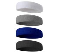 FSSTUD Lot de 4 bandeaux anti-transpiration extensibles en tissu éponge pour la course à pied et le cyclisme