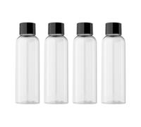 FSSTUD Lot de 4 flacons de voyage à bouchon vissable - 100 ml - Bouteilles en plastique transparent pour lotion - Petits flacons vides pour bain de bouche - Conteneurs portables pour shampooing