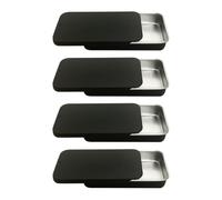 FSSTUD Lot de 4 petites boîtes de rangement rectangulaires en métal avec couvercle coulissant - Pour fil dentaire - Rechargeables - Taille de voyage - Noir