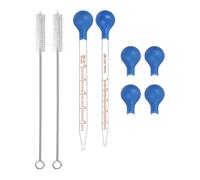 FSSTUD Lot de 4 pipettes compte-gouttes en verre avec brosse de nettoyage calibrée en laboratoire pour liquide de laboratoire - Pipettes graduées transparentes avec tête en caoutchouc pour huile