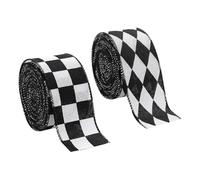 FSSTUD Lot de 4 Rouleaux de Rubans à Carreaux Noirs et Blancs à Bords métalliques pour fête sur Le thème des fêtes, Rubans décoratifs pour travaux manuels