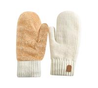 FSSTUD Moufles d'hiver chaudes tricotées avec doublure en polaire épaisse - Mitaines extensibles pour temps froid - Moufles en tricot doux coupe-vent - Gants thermiques pour femme - Blanc