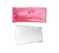FSSTUD Portefeuille réutilisable en PVC à paillettes pour argent - Petit budget - Porte-billets fin - Pochette portable avec bouton pression et 6 poches de séparation