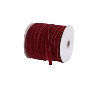 FSSTUD Rouleau de ruban de velours fin de 50 mètres de long de 1 cm, rouge, style classique - Tissu en velours - Noël et vacances - Motif uni - Garniture de ruban décoratif