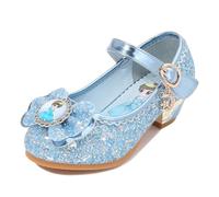 FStory&Winyee Chaussures Princesse Enfant Fille Reine des Neiges Elsa à Talons Hauts Paillettes Scintillantes Élégant Confortable Antipatinage Halloween Noël Cadeau d’Anniversaire,Bleu 2,27