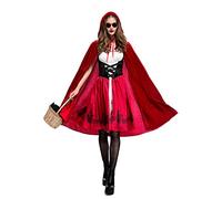 FStory&Winyee Femme Halloween Cape Petit Chaperon Rouge Vêtement Robes pour Adultes Parti Jeux de Rôle Personnages Sexy Jouer Comme un Costume Carnaval Déguisement,Rouge,XXL