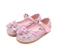 FStory&Winyee Fille Enfant Chaussures Plates Costume Reine des Neiges Confortable Antidérapant Paillettes Brillantes Chaussures Princesse Elsa Noël Halloween Mascarade Cadeaux de Noël,Rosa 2,27
