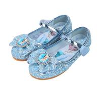 FStory&Winyee Fille Enfant Chaussures Plates Costume Reine des Neiges Confortable Antidérapant Paillettes Brillantes Chaussures Princesse Elsa Noël Halloween Mascarade Cadeaux de Noël,Bleu,25
