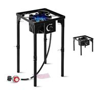 FSUON Réchaud de camping en plein air, 130 000 BTU, brûleur unique haute pression, cuisinière à gaz propane avec pieds amovibles, régulateur de 30 PSI