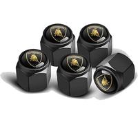 FSWEOKL 4 Pièces Bouchon de Valve de Pneu pour Lamborghini Huracán LP 640-4 Performante 2017-2019, Capuchon Anti-Poussière Étanche Résistant à la Corrosion à Joint,Black