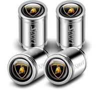 FSWEOKL 4 Pièces Bouchon de Valve de Pneu pour Lamborghini Huracán Performante, Capuchon Anti-Poussière Étanche Résistant à la Corrosion à Joint,Silver