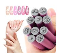 FSWWSF Lot de 10 outils de Stamping nail art, Tampon ongle, Stylo nail art, DIY tooli art Tools Pour Les Filles Et Les Femmes, Nail art stamper