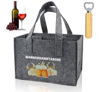 FSWWSF Porte-bouteilles, sac à main pour homme, porte-bouteilles avec séparateurs et poignées pour 6 bouteilles de bière, cadeau pour fête de la bière, fête des pères, fête des hommes, gris, NO