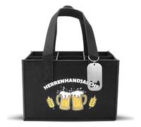 FSWWSF Porte-bouteilles, sac à main pour homme, porte-bouteilles avec séparateurs et poignées pour 6 bouteilles de bière, cadeau pour fête de la bière, fête des pères, fête des hommes, Noir , N°