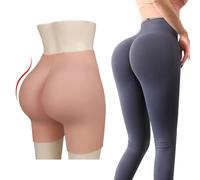FSYH Culotte Ouverte en Silicone, Remonte-Fesses avec Coussinets, Short Gainant, Faux fessier, rehausseur de Hanches, sous-vêtements pour Femmes, Cosplay,Marron,One Size