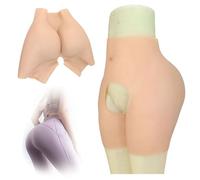 FSYH Culottes en Silicone intégral, gainantes pour Les Hanches, rembourrées, Push-up, à Ouverture à l'entrejambe, Lingerie pour crossdressers, Performance,Marron,S