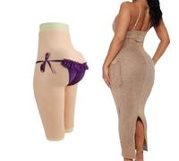 FSYH Culottes en Silicone mi-Longues avec Plug, Gain de Hanche, sous-vêtements de contrôle, Cache-gênes, Shorty relevé des Fesses pour Personnes transgenres,Natural,Basic