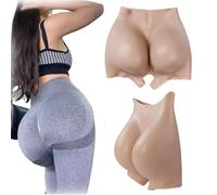 FSYH Culottes Ouvertes en Silicone intégral avec Rembourrage pour relever Les Fesses, Culotte rehausseur pour Cross-Dressing, Short Push-up pour Hanches pour Drag Queens,Marron,T1.2