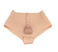 FSYH PéNis Culotte Culottes Sissy Crossdresser en Silicone pour Hommes PéNis Triangulaire avec Os Actif pour Cosplay Transgenre Drag Queen,Blanc,No Hair