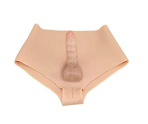 FSYH PéNis Culotte Culottes Sissy Crossdresser en Silicone pour Hommes PéNis Triangulaire avec Os Actif pour Cosplay Transgenre Drag Queen,Ivory Yellow,No Hair