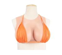 FSYH Poitrine en Silicone réaliste, col Rond, Bonnets B-F, Forme de Faux Seins, Style Gilet pour Cosplay de travesti,Color3,C Cup