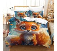FSYQQASD 3D Imprimé Renard à Neuf Queues Housse De Couette 3 Pièces Animaux Mignons Parure De Lit Imprimé avec Fermeture Éclai Housse De Couette en Microfibre Et Taie d'oreiller Single(140x200cm)