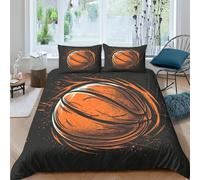 FSYQQASD Basket-Ball Housse De Couette Sports 3 Pièces Microfibre avec Fermeture Éclair Ensemble De Literie Housses De Couettes Parure De Lit King（220x240cm）
