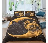 FSYQQASD Bouledogue Français Housse De Couette 3 Pièces 3D Impression Animaux Parure De Lit Enfant Housse De Couette Et Taie d'oreiller Literie Enfant Garçon Fille Housses De Couettes King（220x240cm）
