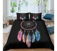 FSYQQASD Carillons Parure De Lit 3D Plume Housse De Couette avec Fermeture Éclair,3 Pièces Housse De Couette Et Taie d'oreiller Microfibre King（220x240cm）