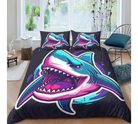 FSYQQASD Impression 3D Animal Parures De Lit Requin de Cartoon Housse De Couette 200x200 cm Microfibre Douce 3 Pièces avec Taie d'oreiller,pour Enfants Et Adultes