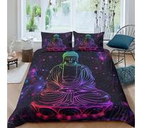 FSYQQASD Impression 3D Bouddha Housse De Couette 220x240 cm Foi Parures De Lit 3 Pièces Microfibre Douce avec Taie d'oreiller,pour Garçons Et Filles