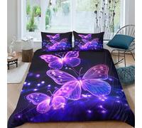 FSYQQASD Impression 3D Microfibre Douce Papillon Bleu Housse De Couette 200x200 cm Insectes Parures De Lit 3 Pièces avec Taie d'oreiller,pour Garçons Et Filles