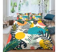 FSYQQASD Impression 3D Tropical Feuilles Housse De Couette 220x240 cm Microfibre Douce 3 Pièces Jungle Tropicale Parures De Lit avec Taie d'oreiller,pour Enfants Et Adolescents