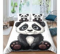 FSYQQASD Panda Housse De Couette Animaux 3 Pièces Imprimé Microfibre Ensemble De Literie avec Taie d'oreiller Double（200x200cm）