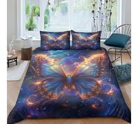 FSYQQASD Papillon Housse De Couette avec Fermeture Éclair Parure avec Taies d'oreiller Beaux Insectes Parure De Lit 3 Pièces Housses De Couettes Microfibre Double（200x200cm）