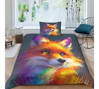 FSYQQASD Renard Housse De Couettes 2 Pièces Animaux Animaux de Compagnies Parure De Lit Parure Housse De Couette 3D 3Pcs avec Taie d'oreiller Single（135x200cm）