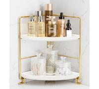 FSyueyun Organiseur de comptoir de Salle de Bain d'angle à 2 Niveaux, Installation sans Outils, Petite étagère de comptoir en Plastique, Plateau de Maquillage, organiseurs de Parfum pour Soins de la