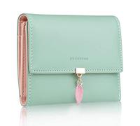 FT FUNTOR Portefeuille RFID pour Femme, Porte-Cartes à Trois Volets, Poche zippée avec fenêtre pour Carte d'identité, 1 Vert, Portefeuille RFID Universel