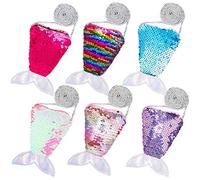 FT-SHOP Porte-Monnaie à Paillettes Mini Queue de Sirène avec Sequins Sac Bandoulière pour Filles - Faveurs de Fête d'Anniversaire 6 Pièces