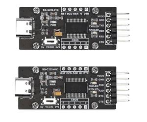 FT232RL USB-C to Serial Converter - USB 2.0 Type-C Adapter with Driver-Free Plug & Play, TTL 3.3V/5V Switch, Compatible with Windows/Linux/Mac OS (CTS/RTS Flow Control)-2pcs Pack