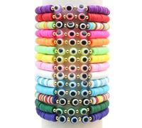 FTA&ATF Lot de 14 bracelets d'amitié mauvais œil colorés pour filles, accessoires de fête d'anniversaire et cadeaux d'amitié