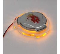 FTC 1 pièce pour Saab Scania Griffin Badge 80 mm ABS Logo Camion personnalisé Avant Grille Distinctive avec Orange lumière LED éclairage emblème 80mm White Silver