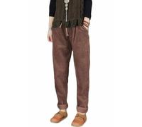 FTCayanz Femme Pantalon Coton Baggy Sarouel Carotte Taille Elastique Pants avec Cordon de Serrage